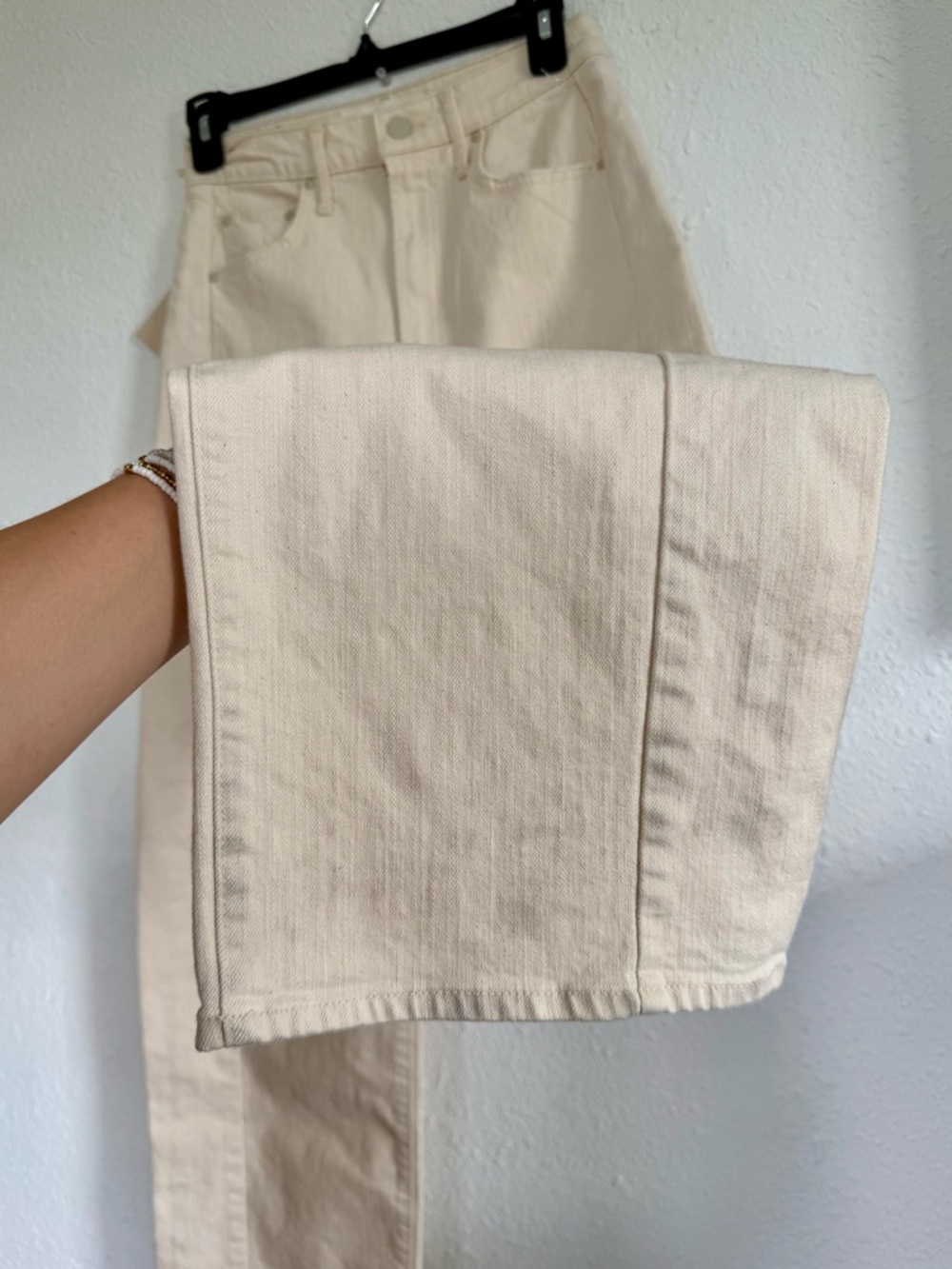 NWT MOTHER The Half-Pipe Ankle Jeans Act Natural Off White Cream Wide Leg 26 - Picture 13 of 14